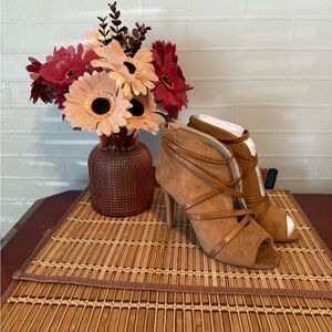 Journee Collection Tan Peep-Toe Heels